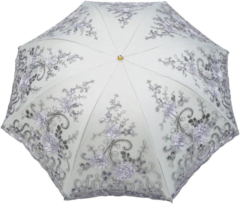 Aikelai Vintage Lace Umbrella, UPF50+ Sun Umbrella, 3D Flower Chinese Embroidery Compact Folding Umbrella for Walking, Wedding, Tea Party,Photo Shooting - Image 2